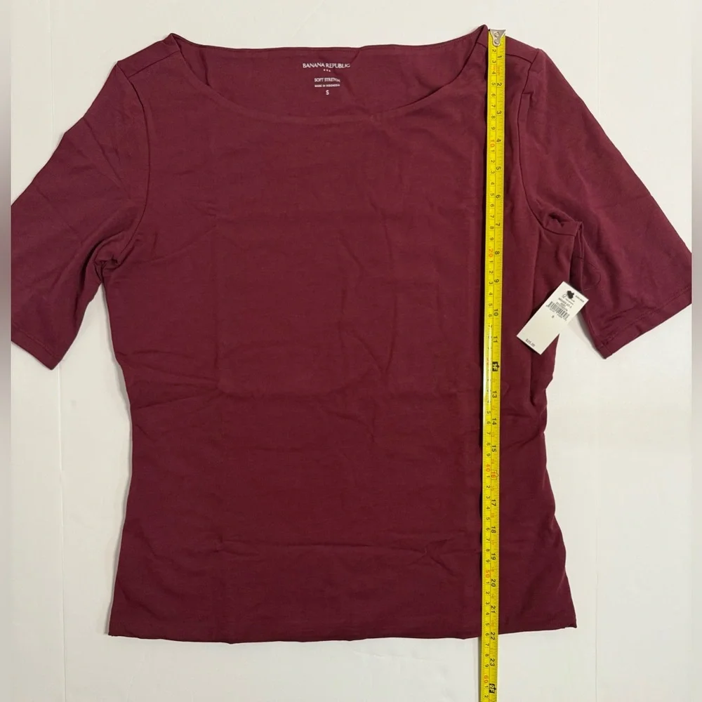 NWT Banana Republic Soft Stretch Elbow Sleeve Top Red Size S - Picture 4 of 12